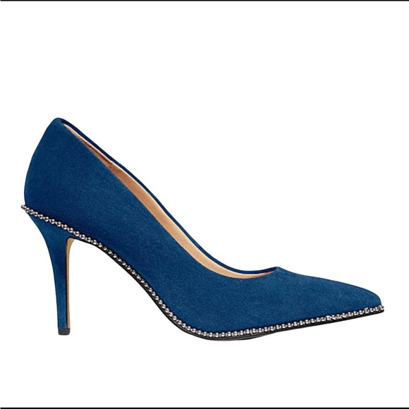 Coach RARE Blue Suade Waverly Beadchain Heels BRAND NEW - Picture 1 of 16